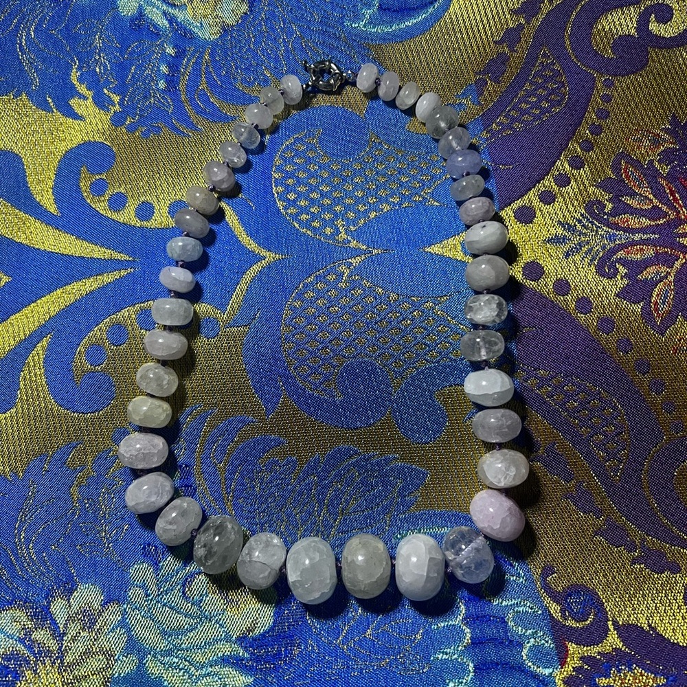 Large Beaded Pink Quartz 925 Sterling Silver Necklace